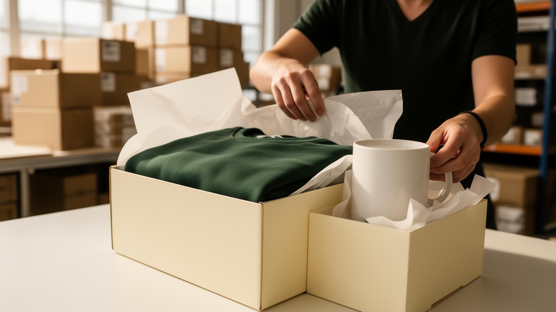 A CCXpress brand advisor packing a curated client gift kit